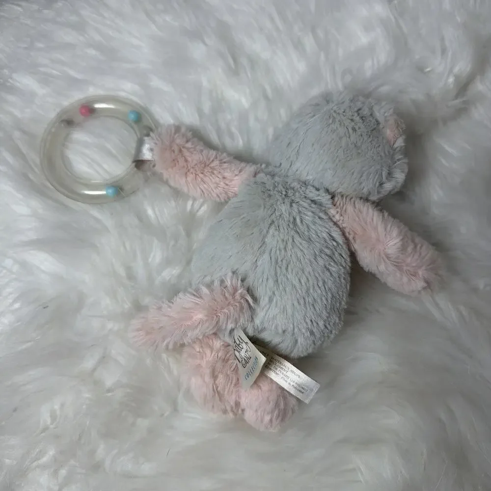 Baby Ganz Harmony Kitty Cat Ring Rattle 8” Gray Pink Plush Stuffed Animal Lovey